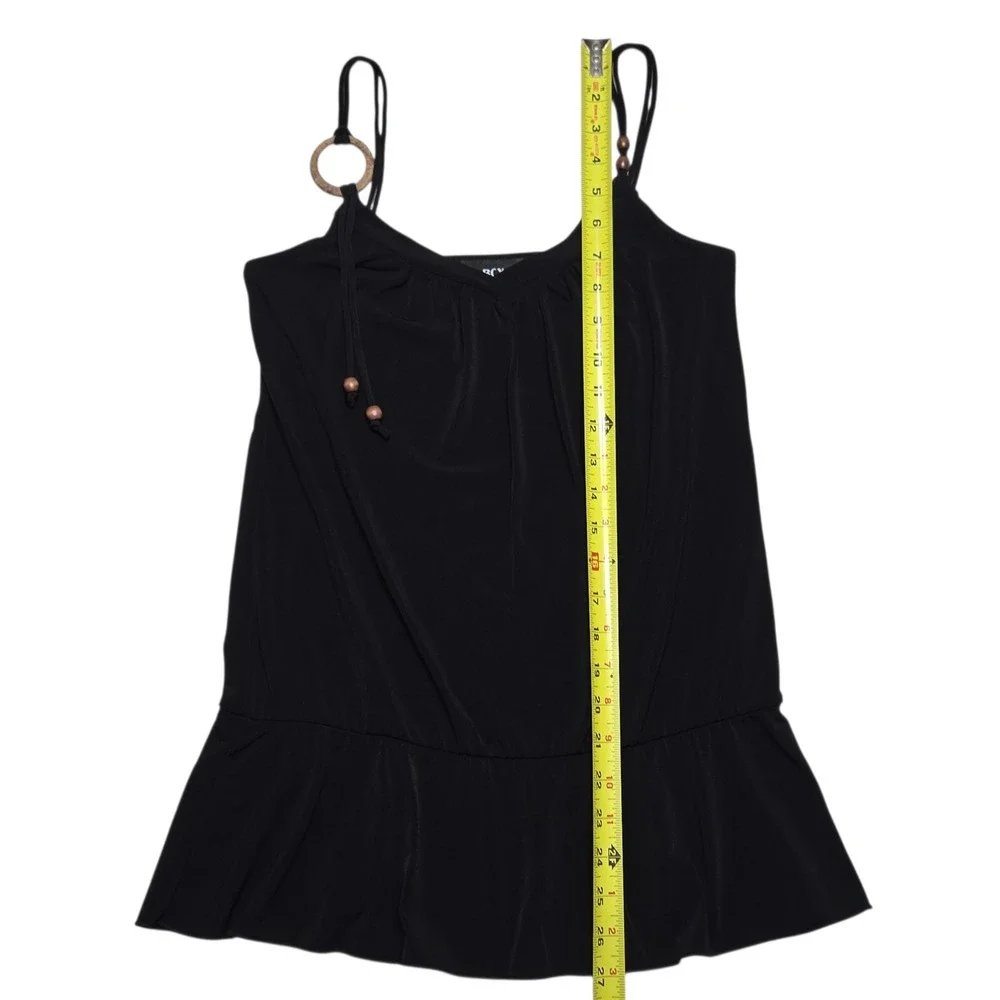 Vintage BCX Top Womens Medium Black Y2K Peplum Cami Beaded Strap V Neck USA Boho - Picture 4 of 12